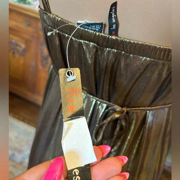 Y2K Metallic Gold Baby doll dress NWT fire Los Angeles - Picture 4 of 6